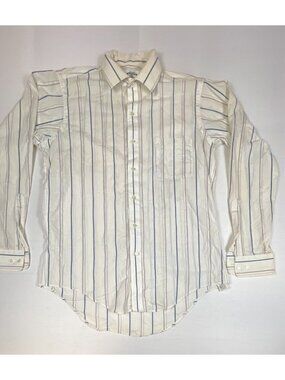Arrow Paddock Club Men 15.5 34/35 White Blue Striped Dress Shirt Made in USA